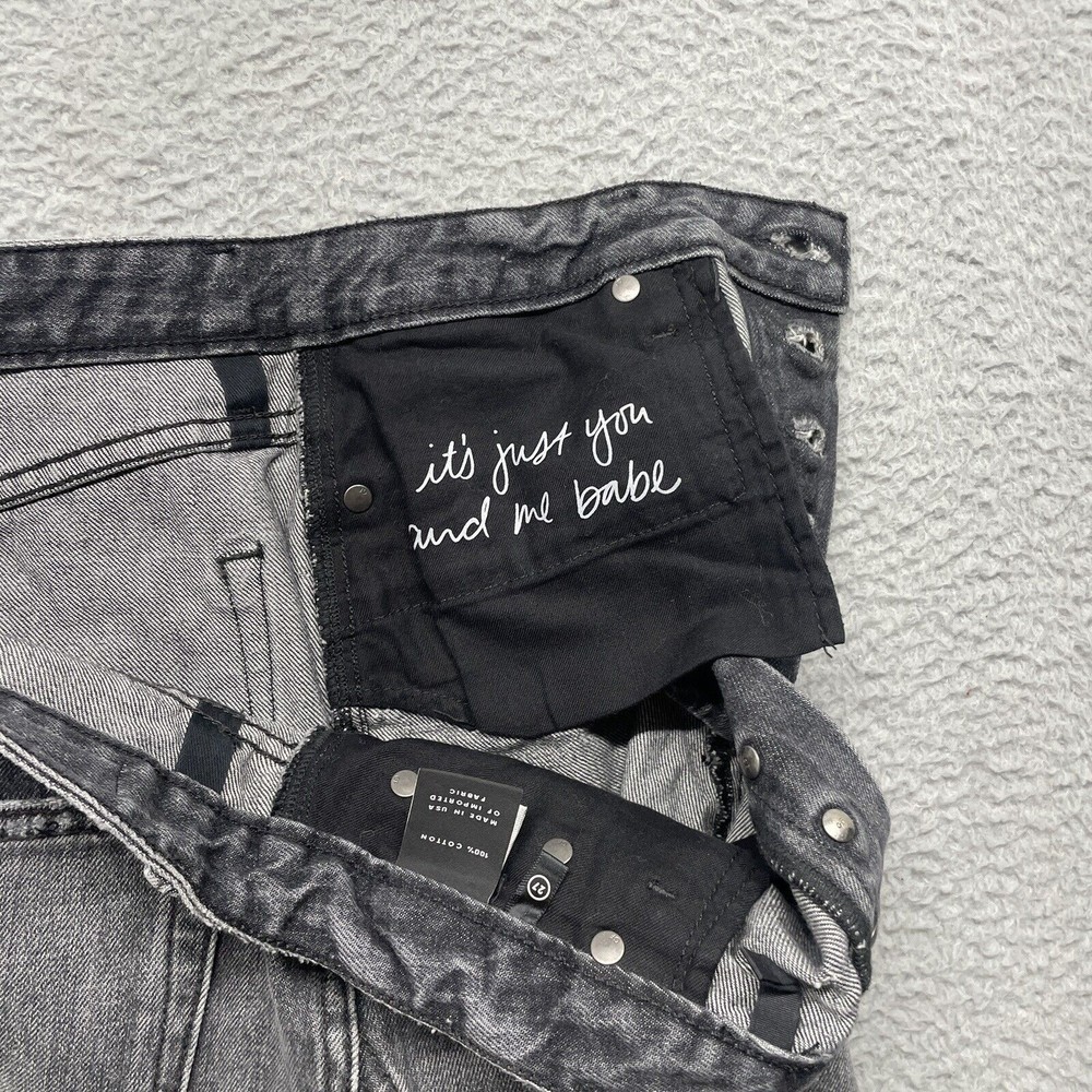 Grlfrnd Mini Skirt Womens 27 Gray Denim EVA Silver Spoon Distressed Raw Hem - Picture 9 of 12